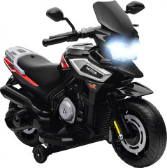 Dětská elektrická motorka s pomocnými koly | černá č.1