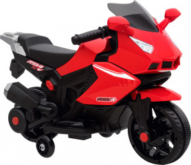 Dětská elektrická motorka s tréninkovými koly | červená
