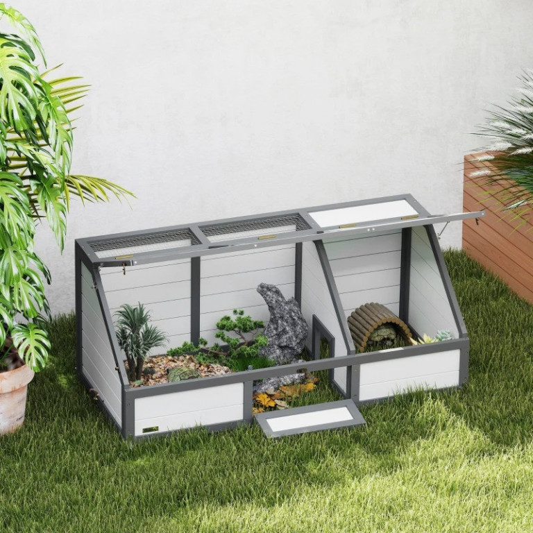 Dřevěný domek pro želvy 120 x 55 x 50 cm | bílý