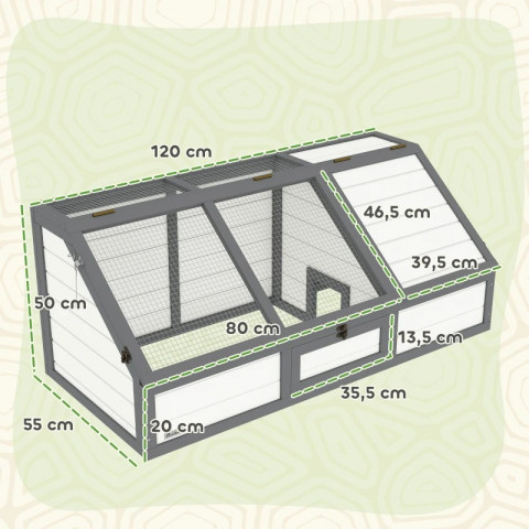 Dřevěný domek pro želvy 120 x 55 x 50 cm | bílý č.4