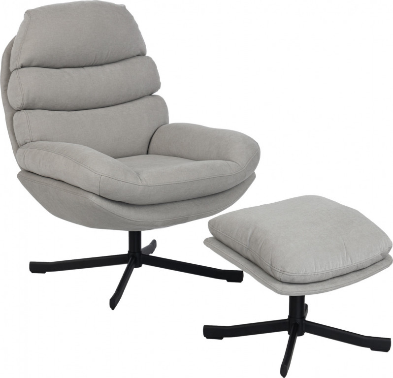 Polohovací křeslo s taburetem | krémové