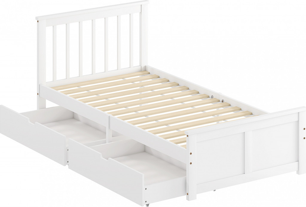 Postel s dřevěným roštem 90 x 200 cm | bílá