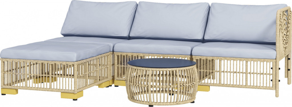 Zahradní nábytek z ratanu, 5 kusů | světle šedý