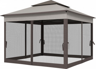 Skládací zahradní altán s bočními stěnami 3,25 x 3,25 x 2,65 m | světle šedý č.1