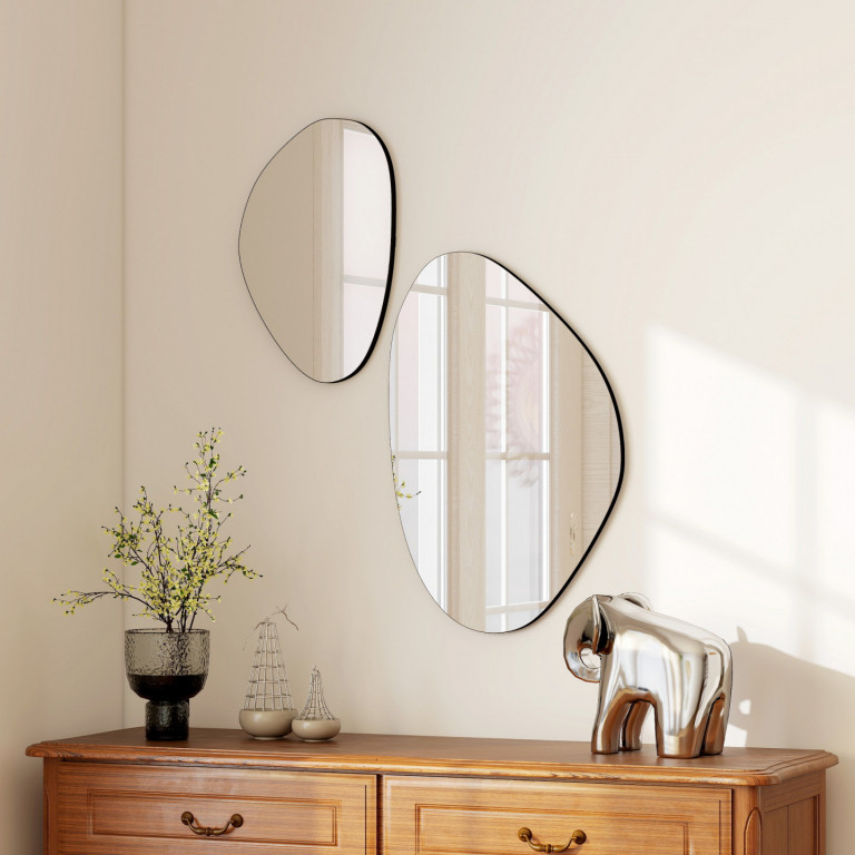 Nástěnné dekorativní zrcadlo, 2 kusy | černé