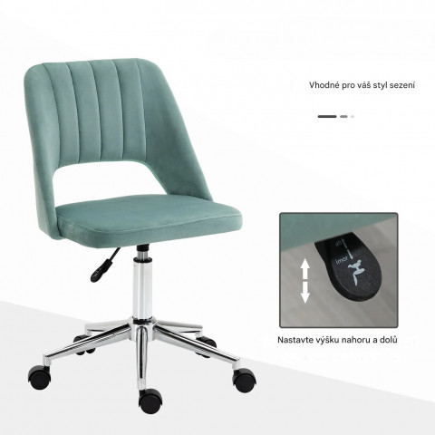 Otočná kancelářská židle se sametovým vzhledem | zelená č.4