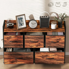 Komoda s 5 látkovými zásuvkami | rustikálně hnědá č.3