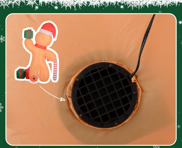 Nafukovací LED vánoční dekorace 2,45 m - perníček | oranžový č.5