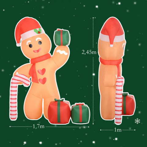 Nafukovací LED vánoční dekorace 2,45 m - perníček | oranžový č.4