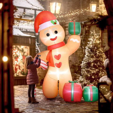 Nafukovací LED vánoční dekorace 2,45 m - perníček | oranžový č.2