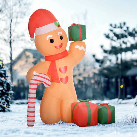 Nafukovací LED vánoční dekorace 2,45 m - perníček | oranžový č.3