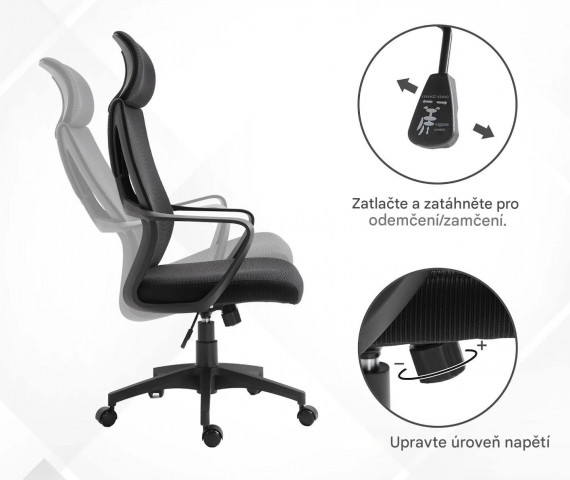 Kancelářská židle s funkcí houpání | černá č.3