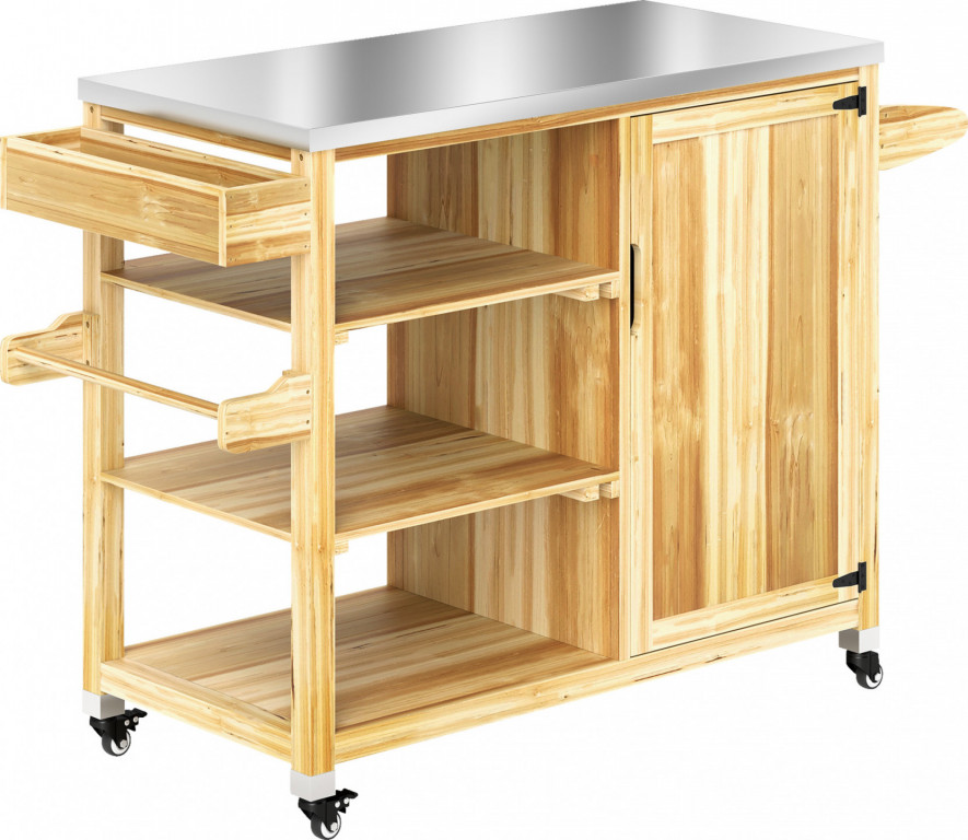 Grilovací vozík s pracovní plochou 134,5 x 50 x 91,5 cm | přírodní