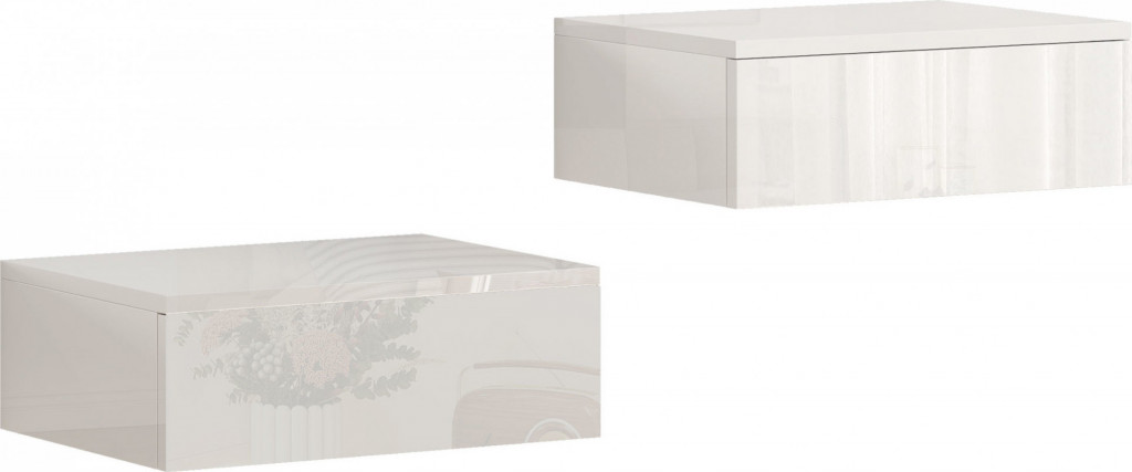 2 závěsné noční stolky 40 x 30 x 14 cm | bílé