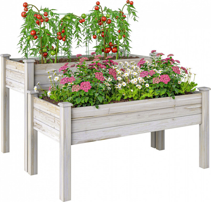 Vyvýšený záhon 115 x 114 x 76 cm | přírodní