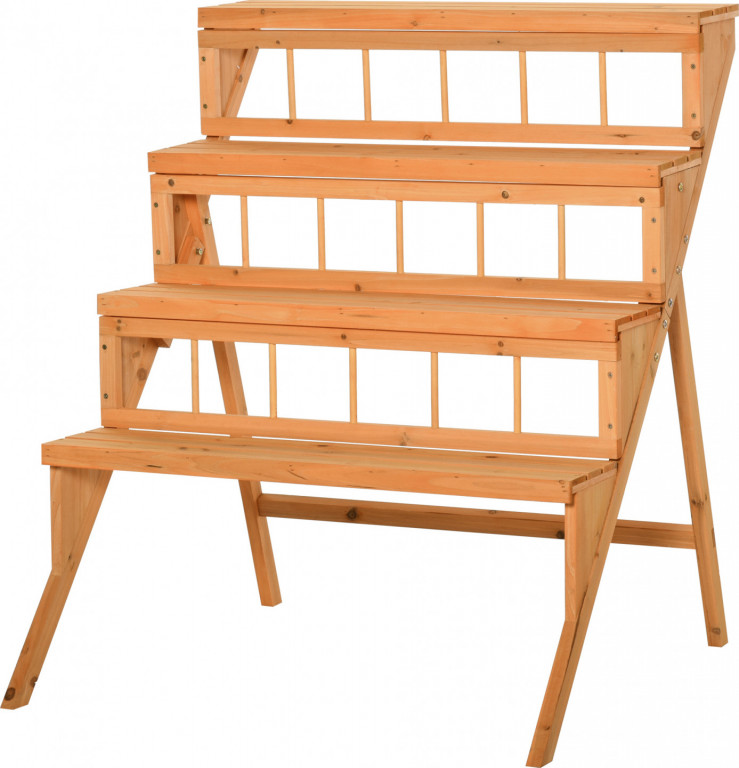 Dřevěný žebříkový stojan na květiny | přírodní