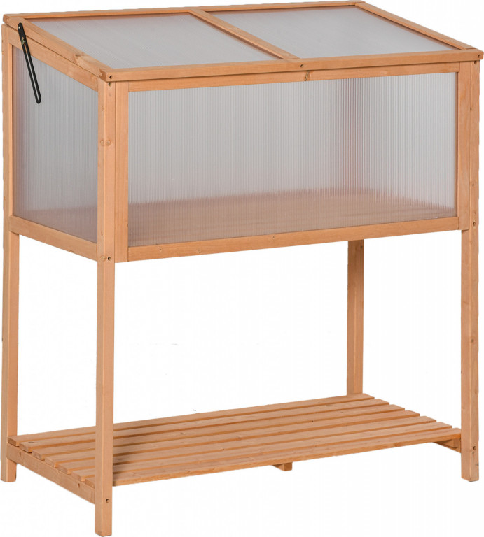 Zastřešený dřevěný vyvýšený záhon 90 x 51 x 103 cm | oranžový