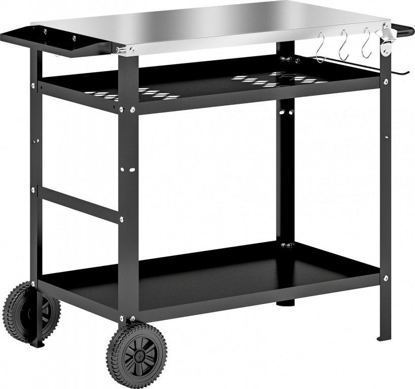 Grilovací vozík s pracovní deskou 100 x 52 x 80 cm | černý