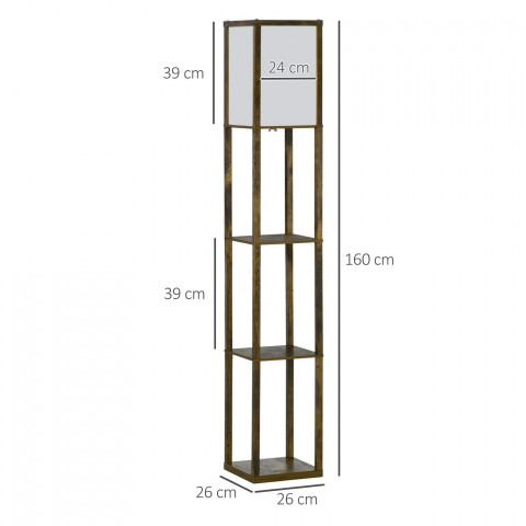 Stojací rustikální lampa s policemi | hnědá č.2