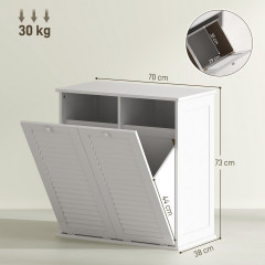 Koupelnová skříňka se 2 koši na prádlo 70 x 38 x 73 cm | bílá č.2