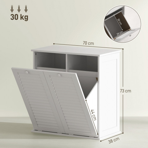 Koupelnová skříňka se 2 koši na prádlo 70 x 38 x 73 cm | bílá č.2
