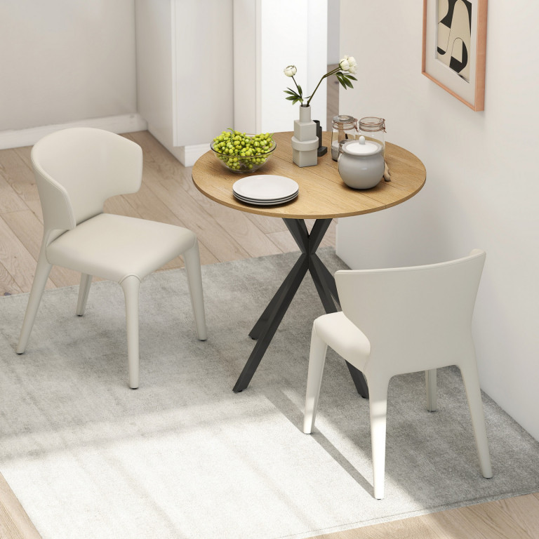 Jídelní kulatý kuchyňský stůl pro 2 osoby, průměr 80 cm | dub