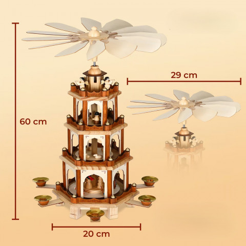 Dřevěná vánoční pyramida XL | 60x20x20cm č.2