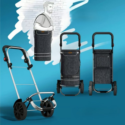 Nákupní taška na kolečkách 31x24x54cm | černá č.3