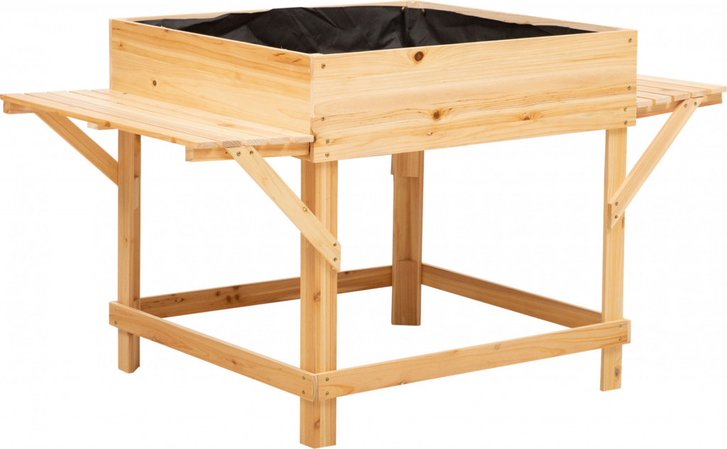 Dřevěný vyvýšený záhonový truhlík 130 x 75 x 75 cm | přírodní