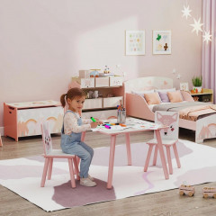 Dětská sedací souprava z borovicového dřeva | růžová