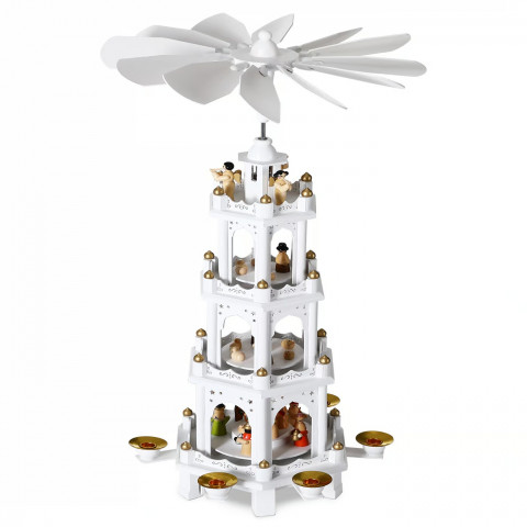 Dřevěná vánoční pyramida XL 60x20x20cm | bílá č.3