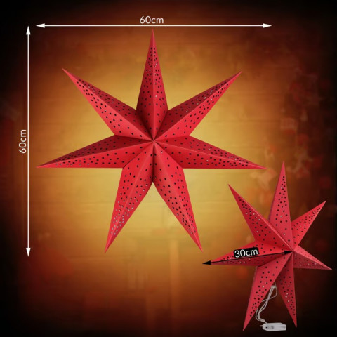 LED papírová hvězda Ø60cm | červená č.7