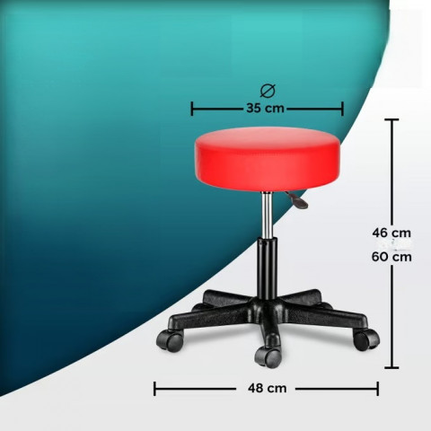 Pojízdná stolička s kolečky otočná o 360° |červená č.2
