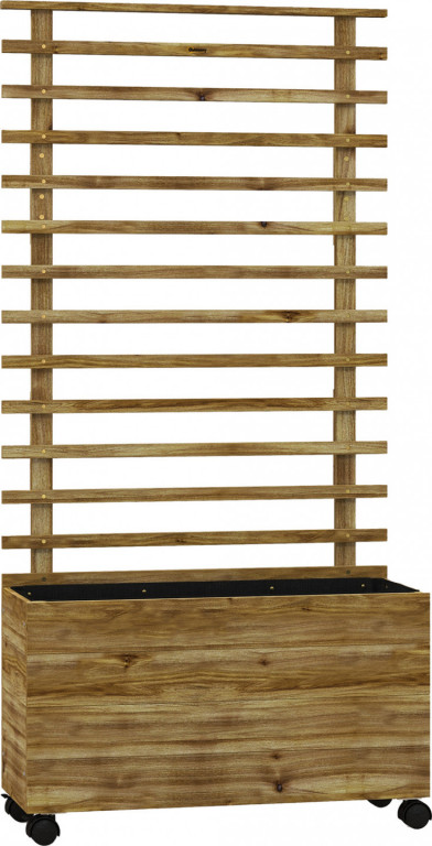 Vyvýšený záhonový květináč s mříží 76 x 30 x 155 cm | přírodní