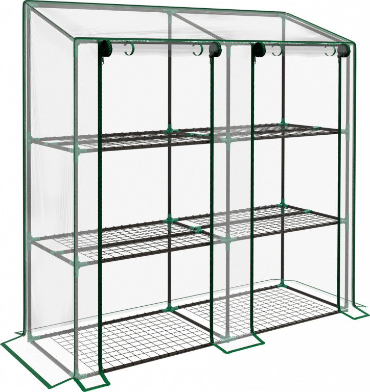 Mini fóliovník s vyztuženou plachtou 143 x 46 x 141/151 cm | průhledný