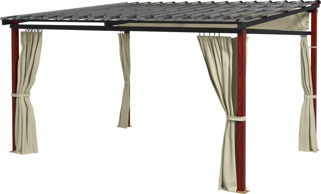 Pergola s bočními stěnami 3,5 x 3 m | béžová