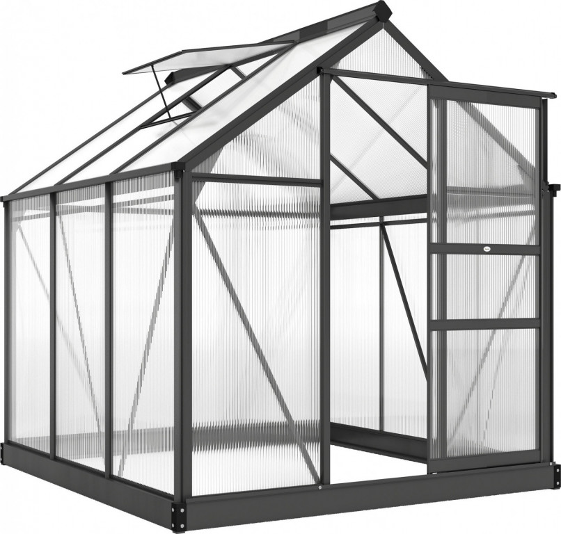 Polykarbonátový skleník 190 x 192 x 201 cm | šedý