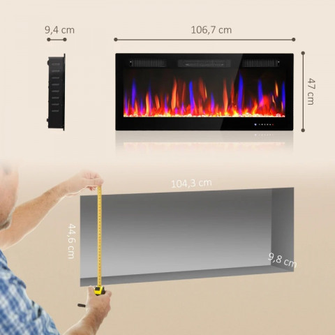 Elektrický krb s ohřevem a 12 barevnými 3D efekty plamene | černý č.3