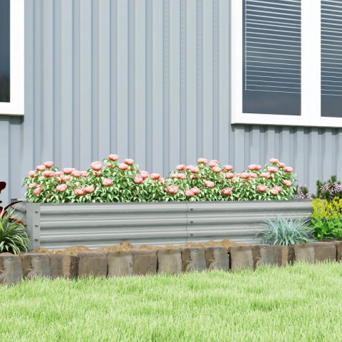 Vyvýšený záhon z oceli 90x180x30 cm | stříbrný č.2