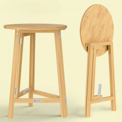 Skládací barový stůl z masivního dřeva Ø80cm č.1