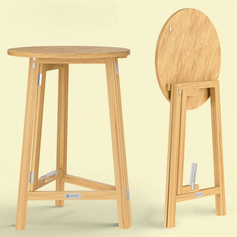 Skládací barový stůl z masivního dřeva Ø80cm