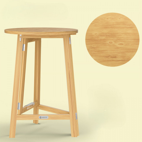 Skládací barový stůl z masivního dřeva Ø80cm č.2