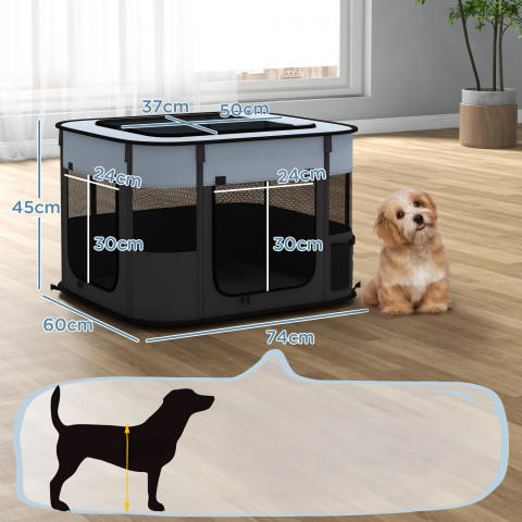 Skládací ohrádka pro domácí mazlíčky 74 x 60 x 45 cm | šedá č.4