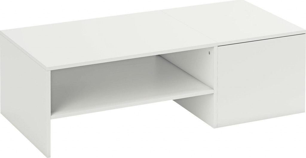 Konferenční stolek se skrytou odkládací poličkou 110 x 52 x 36 cm | bílý