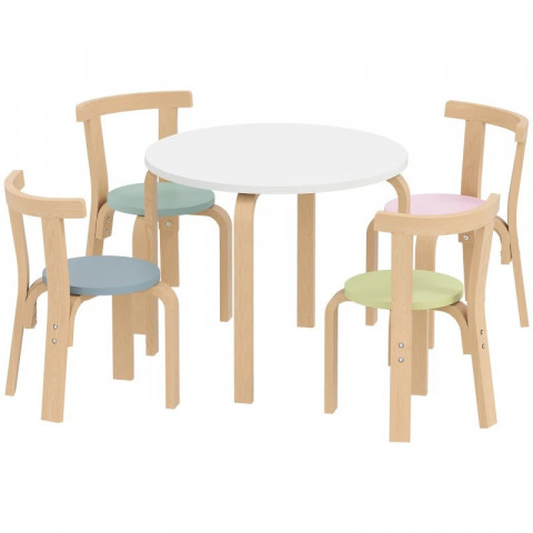Dětský dřevěný stůl se 4 židlemi, pro děti 3-8 let | vícebarevný č.2