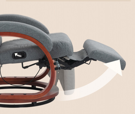 Polohovací křeslo s dřevěnými područkami | šedé č.4