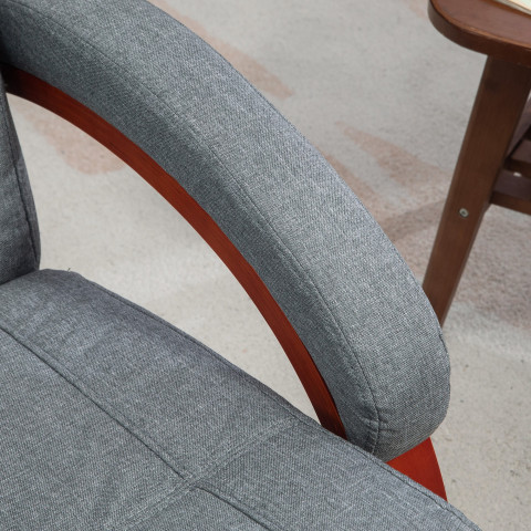 Polohovací křeslo s dřevěnými područkami | šedé č.6