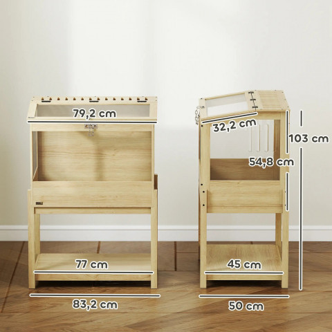 Dvoupatrová klec pro hlodavce 83,2x50x103 cm | přírodní č.3