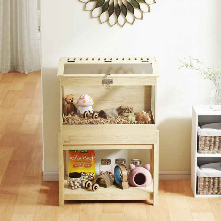 Dvoupatrová klec pro hlodavce 83,2x50x103 cm | přírodní