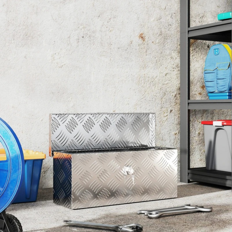 Hliníkový box na nářadí 50 x 15,5 x 20,5 cm | stříbrný